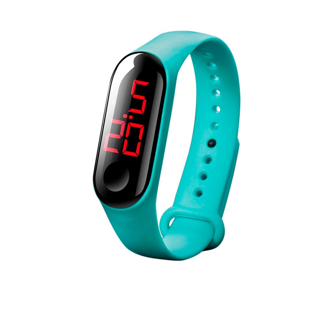 Men Women Sport Watch Digital LED Pedometer Run Step Walking Distance Calorie Counter Watch Bracelet Waterproof Watches: Dark Green