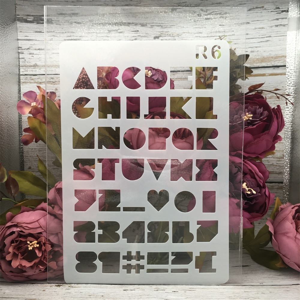 1Pcs 26*17cm Alphabet Letters 12 DIY Craft Layering Stencils Painting Scrapbooking Stamping Embossing Decor Card Template