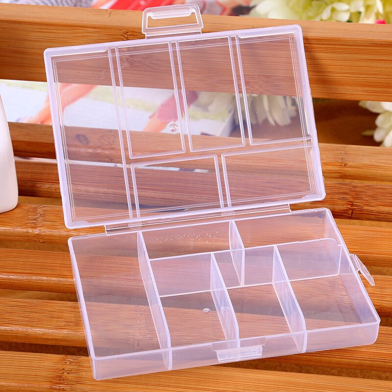 1pcs Plastic Storage boxes Slots Adjustable packaging transparent Tool Case Craft Organizer box jewelry accessories #40: WH