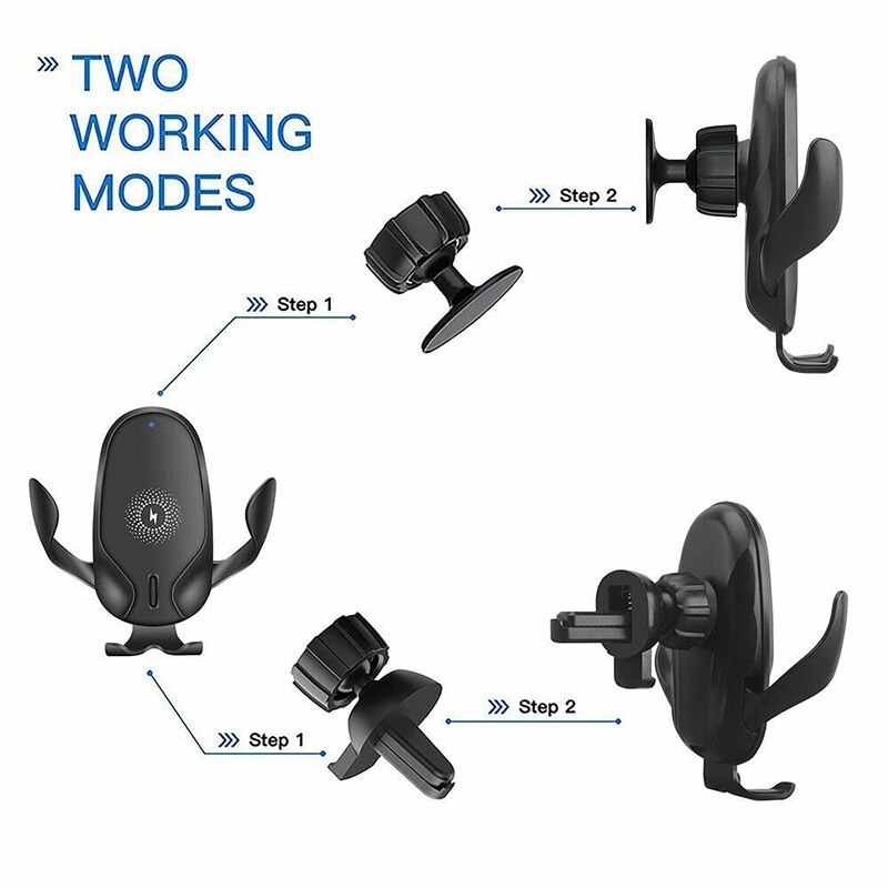 15w qi-autoladegerät mit kabelloser ladefunktion, magnetischem usb-anschluss, infrarotsensor und handyhalterung für iphone 12, 11 xs xr  x 8 samsung  s20 s10