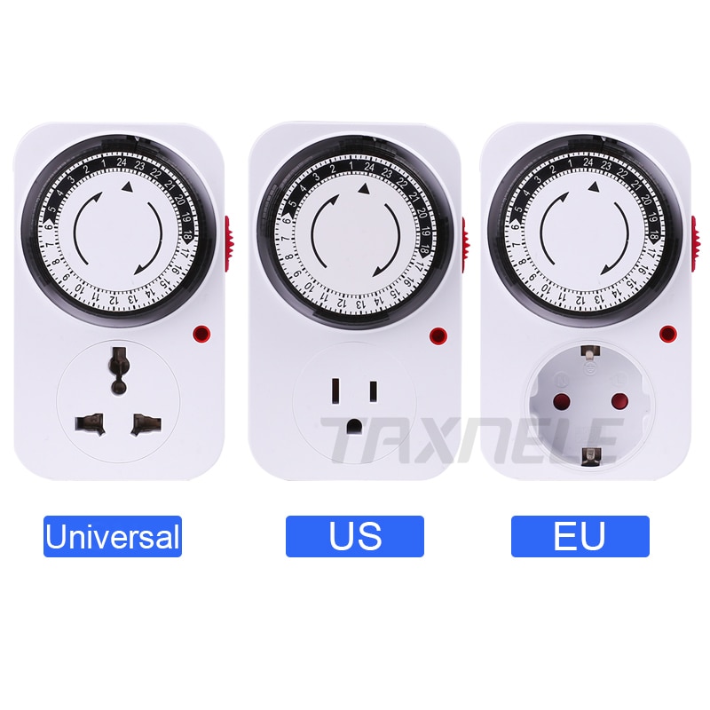 24 Hours Programmable Mechanical Mini Timer Switch Smart Countdown Switch Socket 230V 16A Universal Socket EU/US Socket