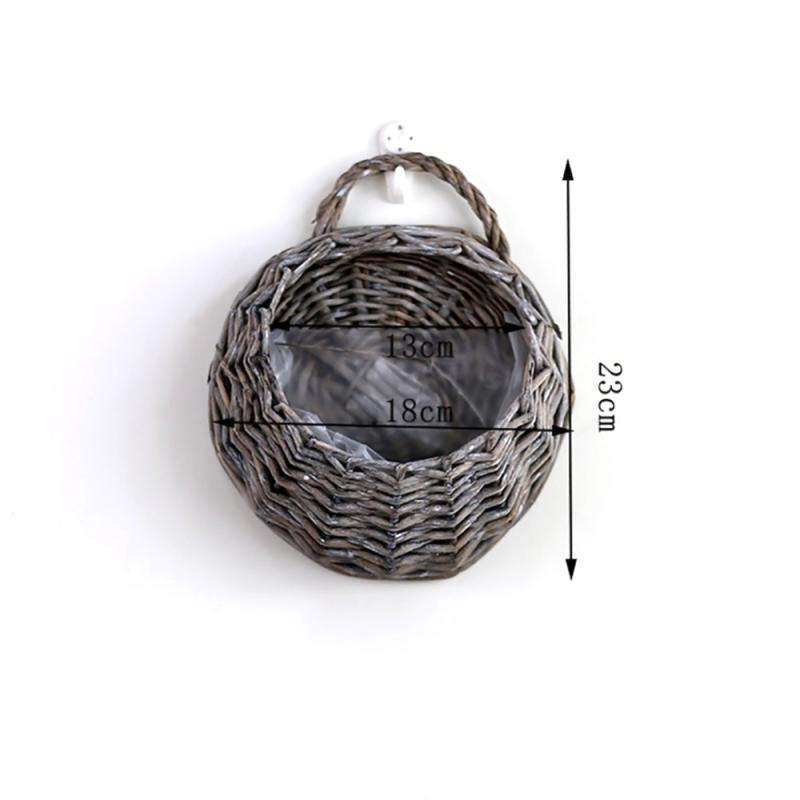 Jardinière fleur tenture murale osier rotin panier intérieur plantes support vigne Pot mural plante panier jardin décoration murale: Small Gray