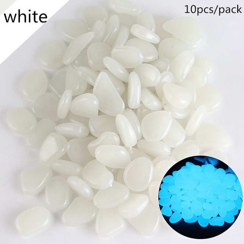 10Pcs/Packnew Lichtgevende Stenen Diy Tuin Park Road Aquarium Vaas Decaration Kids Glow In Dark Speelgoed Voor party Decoraties Steen: white