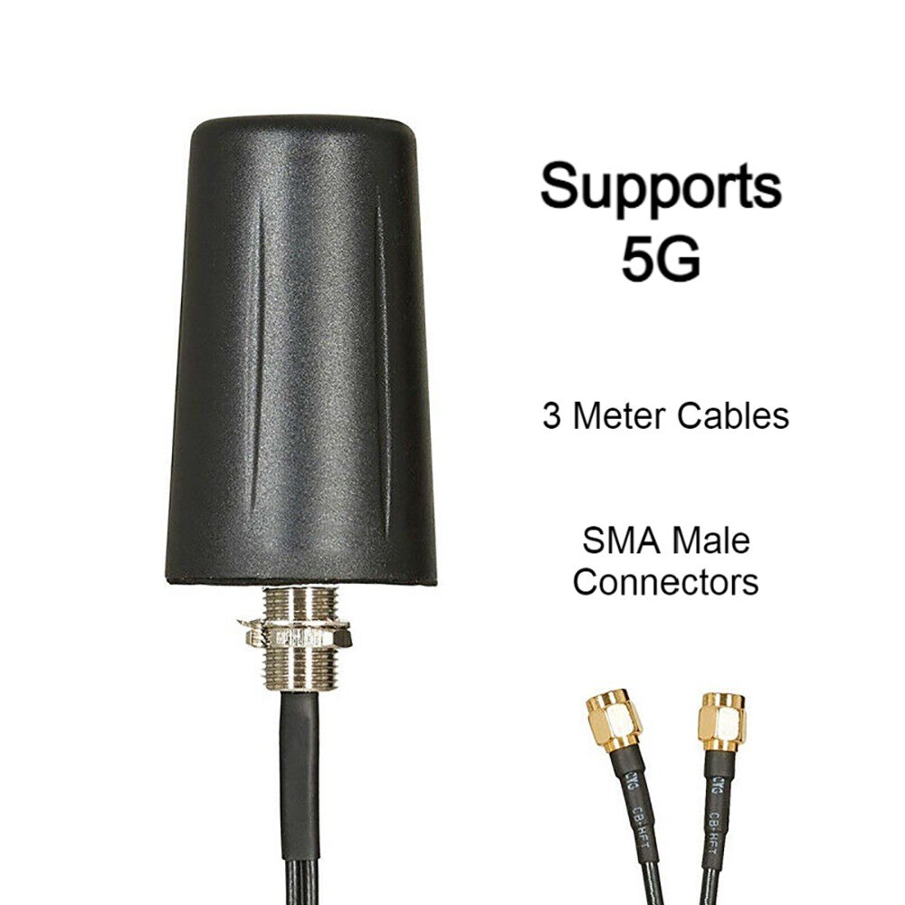 5G 4G LTE MiMo Outdoor Broadband Mobile Antenna 5dBi 698-960MHz 1710-4009MHz Vehicle External Antenna SMA Male Connectors