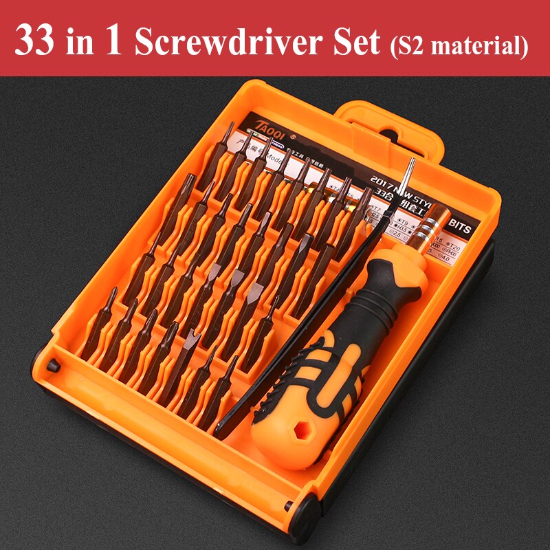 Screwdriver Kit Precision Magnetic Bits DIY Dismountable Screw Driver Set Mini Tool Case For Smart Home PC Phone Repair: 33 IN 1 (S2)