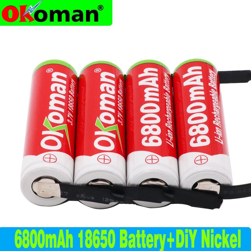 100% Original 3.7v 6800mah 18650 Lithium Rechargeable Battery For battery pack power tool Flashlight batteries