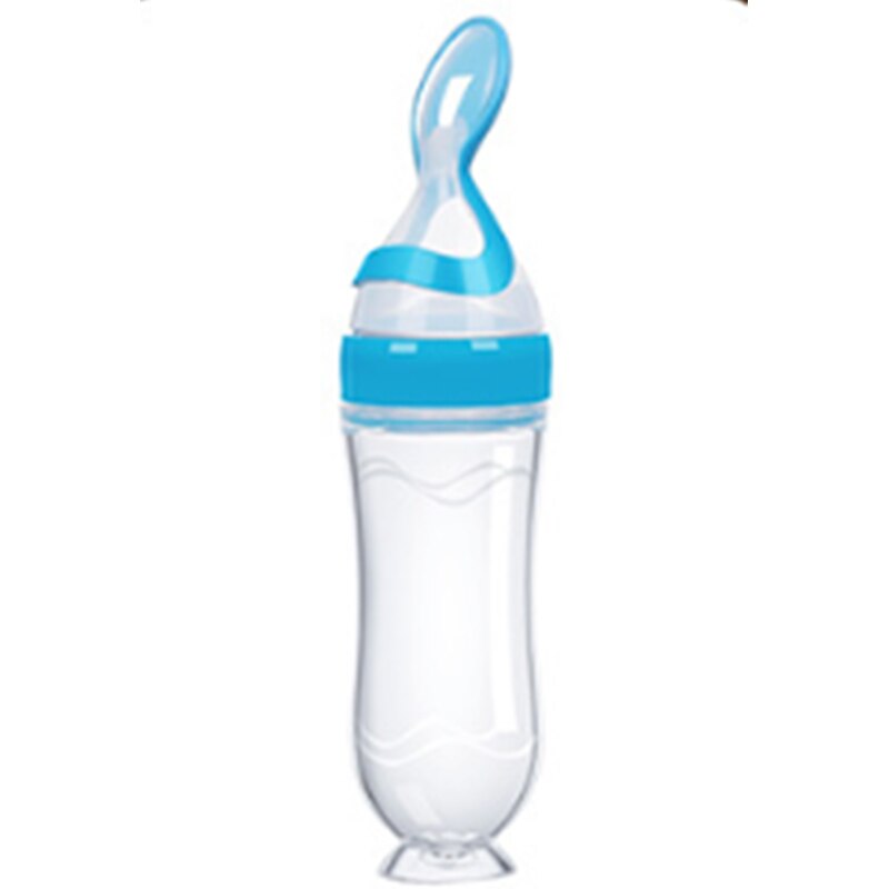 Kinderen Zachte Hoofd Soep Mok Fles Lepel Servies Silicagel Lepel Vork Voeden Bestek Baby Dingen Babyvoeding Mok: Sucker Blue