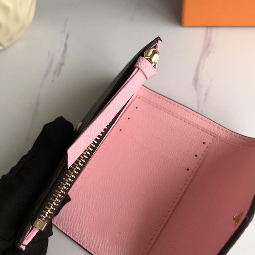 Women Luxury Print Vintage Wallet Card Clutch Short Ladies Purse Credit Card Holder 4 Card Slot/Tri-fold Purse with Box: fold print pink