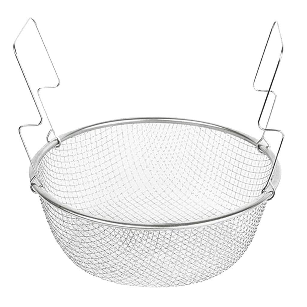 Round Stainless Steel Fried Basket Mesh Strainer Frying Chicken Chips Colanders Kitchen Strainer Basket Mesh Food Strainer