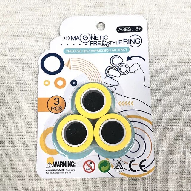 Grappige Fidget Spinner Magnetische Ringen Magnetische Armband Ring Unzip Speelgoed Anti Stress Figet Speelgoed Hotwhells Stress Reliever Speelgoed: yellow