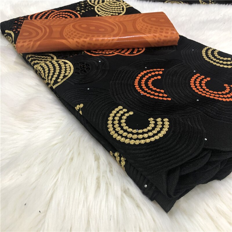Bazin africain, tissu en brocart Riche, 5yards/lot de mélanges brodés, coton et dentelle de suisse, tissu en dentelle Damask Shadda guinée brocart: 11