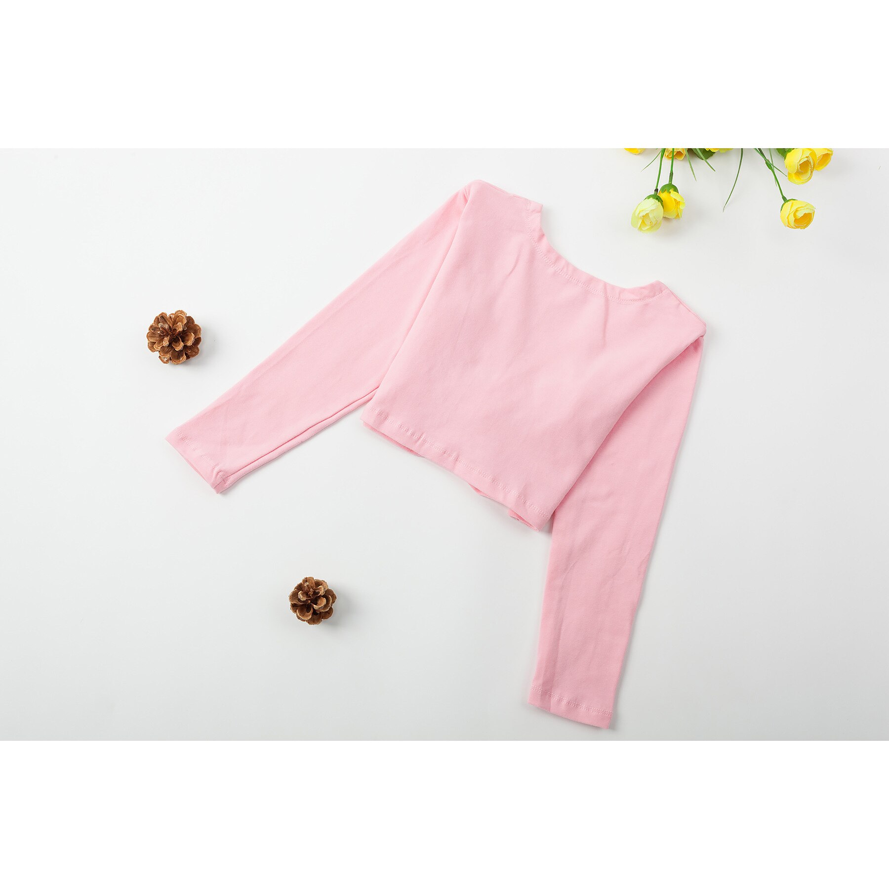 Flickor balett tröja långärmad balett topp för tjejer dans varm jacka ballerina omlottkappa: Rosa balett toppar / Barn 110cm höjd
