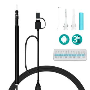 En Ohr, Reinigung, Endoskop, USB, Visuelle, Ohr, Lay, 5,5mm, cámara de 0,3 MP, Android, PC, Ohr, pick Otoskop, Endoskop, werkzeug: Grey