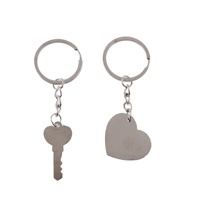 1 Pair Couple I LOVE YOU Letter Keychain Heart Key Ring Silvery Lovers Love Key Chain Souvenirs Valentine's Day Jewelry