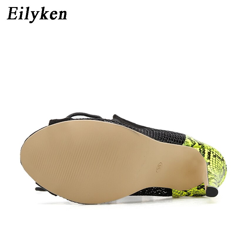 Eilyken Green Serpentine Peep Toe Boot Sandals Women's Ankle Boots Cross-outs Woman Boot Sandals size 41 42