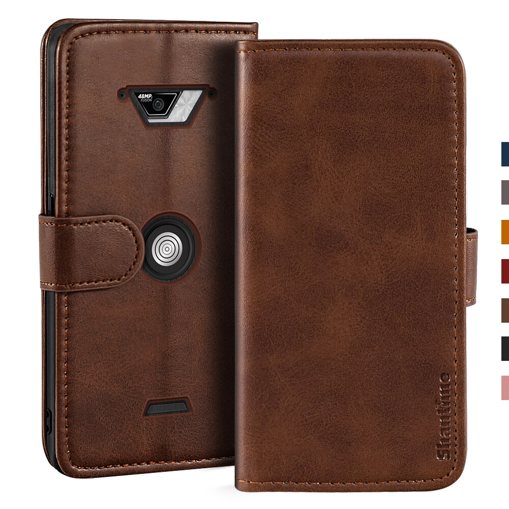 Étui portefeuille en cuir avec support pour téléphone Crosscall Core-X4, housse avec coque magnétique,: Dark brown