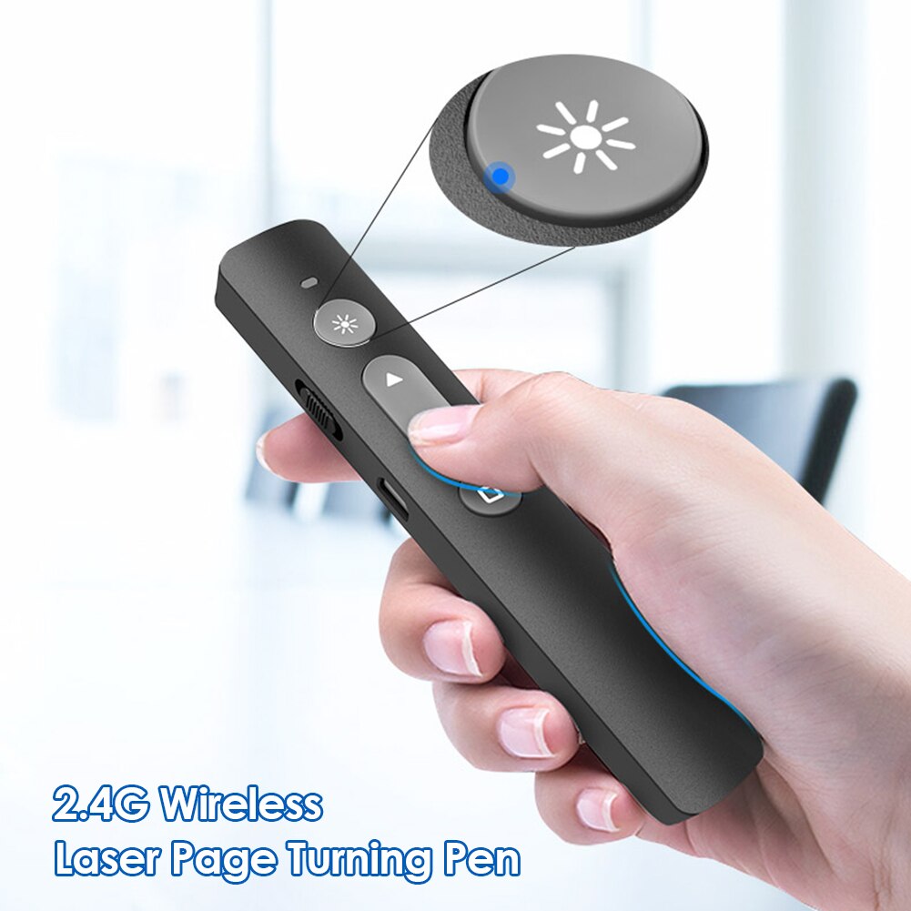 RF 2.4GHz Wireless Flip Pen Red Light USB Rechargeable PPT Presentation Slide Remote Control Powerpoint Clicker Pointer
