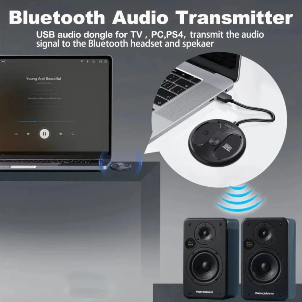 Trasmettitore e ricevitore audio Bluetooth 5.4 Adattatore audio Aux wireless 2 in 1 da 3,5 mm Trasmettitore Bluetooth per cuffie TV per auto