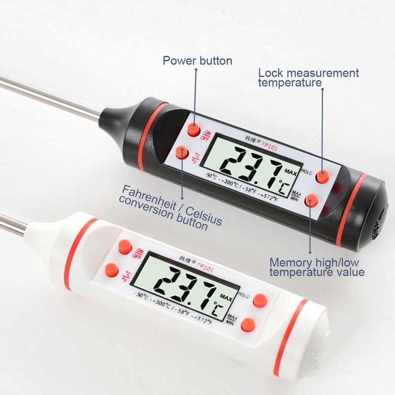 1Pc Elektronische Koken Voedsel Thermometer Vlees Thermometer Digitale Bbq Thermometer Water Melk Keuken Verkrijgbaar In Zwart En Wit