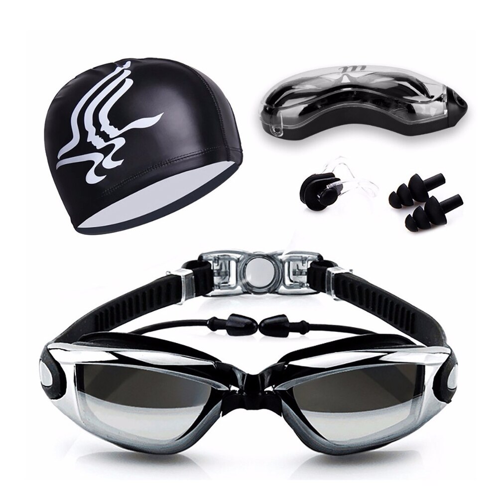 Myopie Schwimmen Brille Mit Hut Ohr Stecker Nase Clip Anzug Wasserdichte Optische Schwimmen Tauchen Gläser Anti-nebel Dioptrien Schwimmen brillen Pool