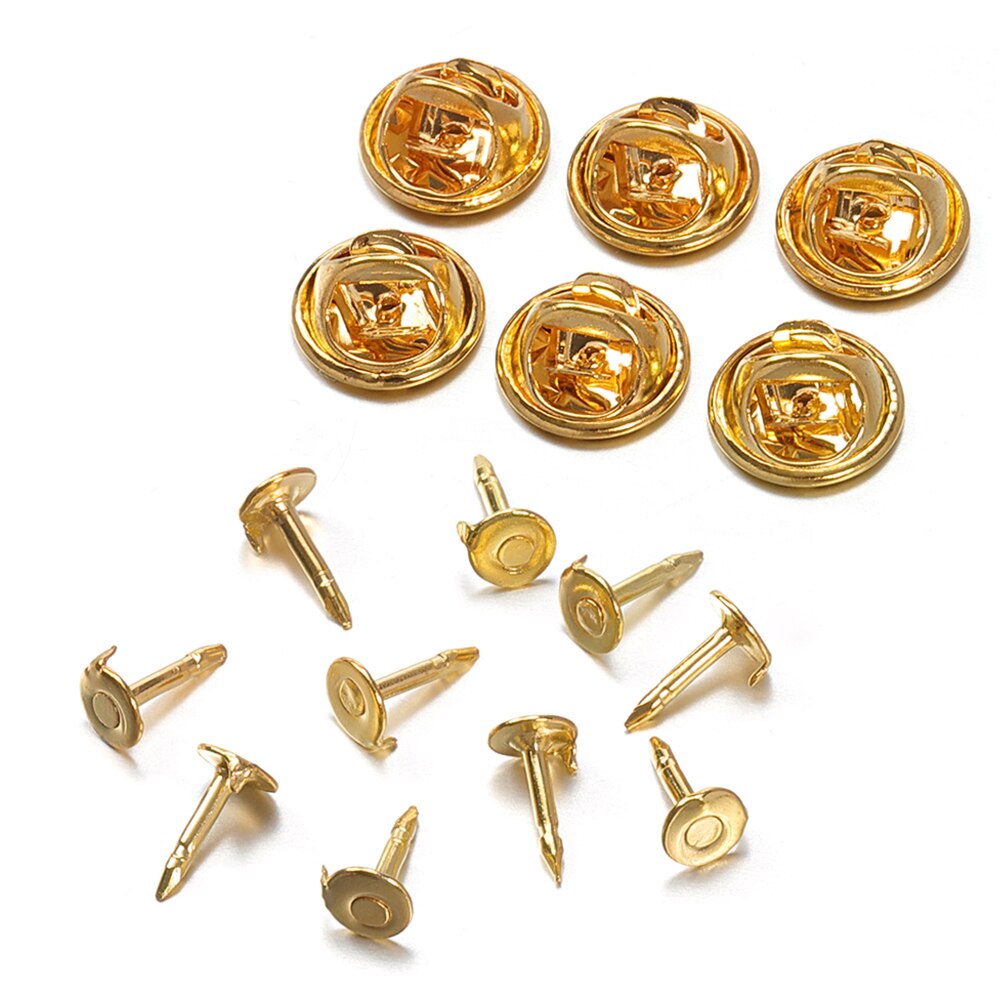 50Sets Pins Caps Button Butterfly Clasp Pin Back Squeeze Badge Holder Brooch Clutch Nail Tie Stoppers for DIY Jewelry Findings