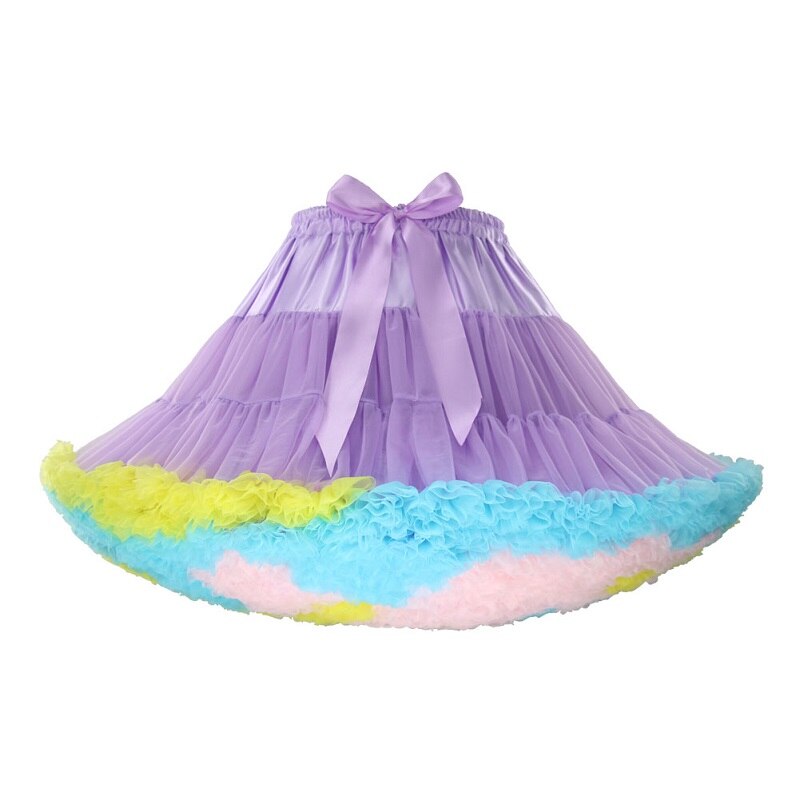 Korte Puffy Cosplay Rode Lolita Petticoat Crinoline Halloween Roze Tule Jurk Onderrok Rockabilly Volwassen Tutu Rok Jupon Femme: Purple plus colorful