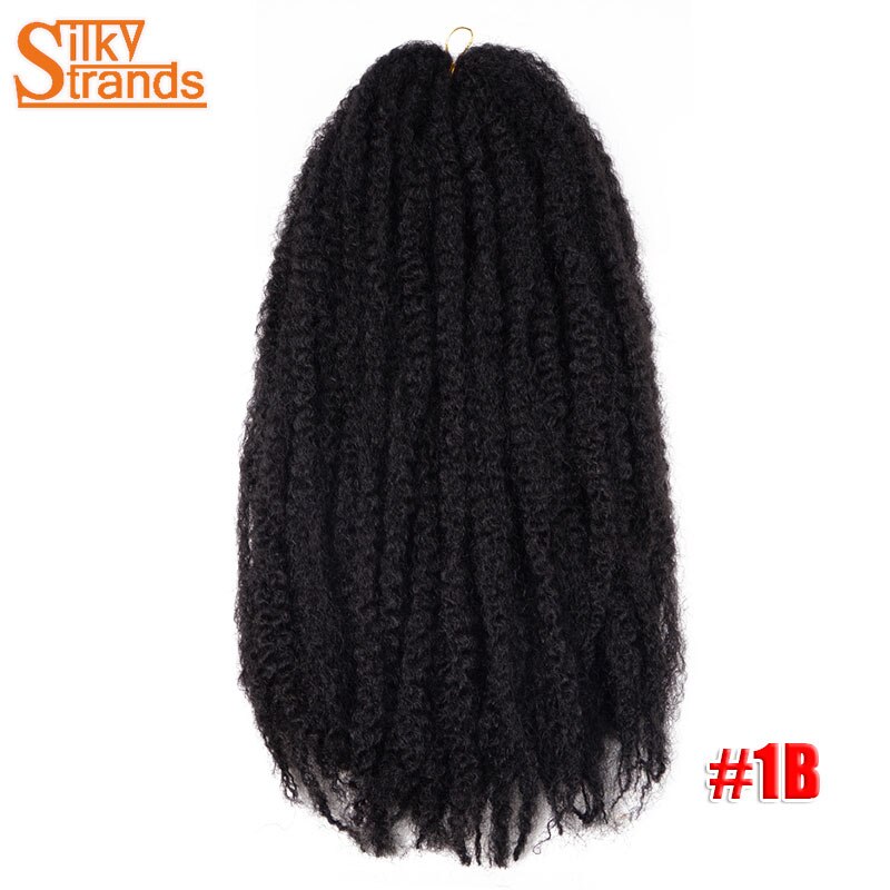 18 Inch Ombre Marley Braids Crochet Hair Bulk Twist Box Ombre Afro Synthetic Jumbo Braiding Hair Extensions For Black Women: 1B