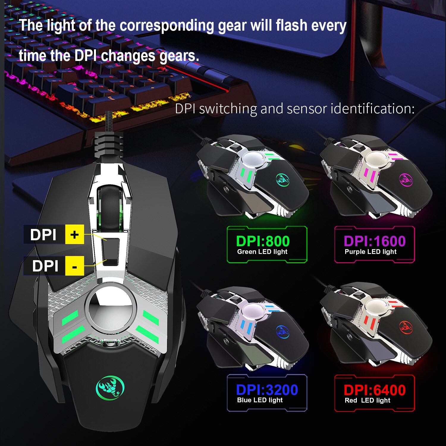 Wired Gaming Mouse Aluminum Computer mice Gaming RGB Mouse Gamer Ergonomic Mouse 7 Button 6400DPI LED Silent Game Mice For PC La
