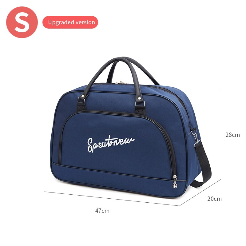 Female Travel Bags Women Large Capacity Hand Cabin Luggage Bags Casual Shoulder Weekend Bag: S   Upgraded BLUE