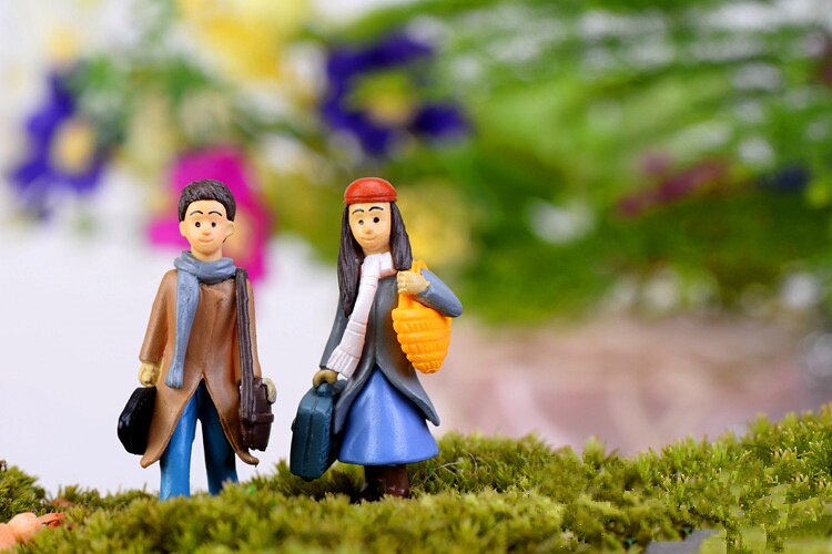 1 par söta älskare par med stammen figurer miniatyr hantverk älva trädgård tomte mossa terrarium pyssel prydnad trädgård dekor  d3