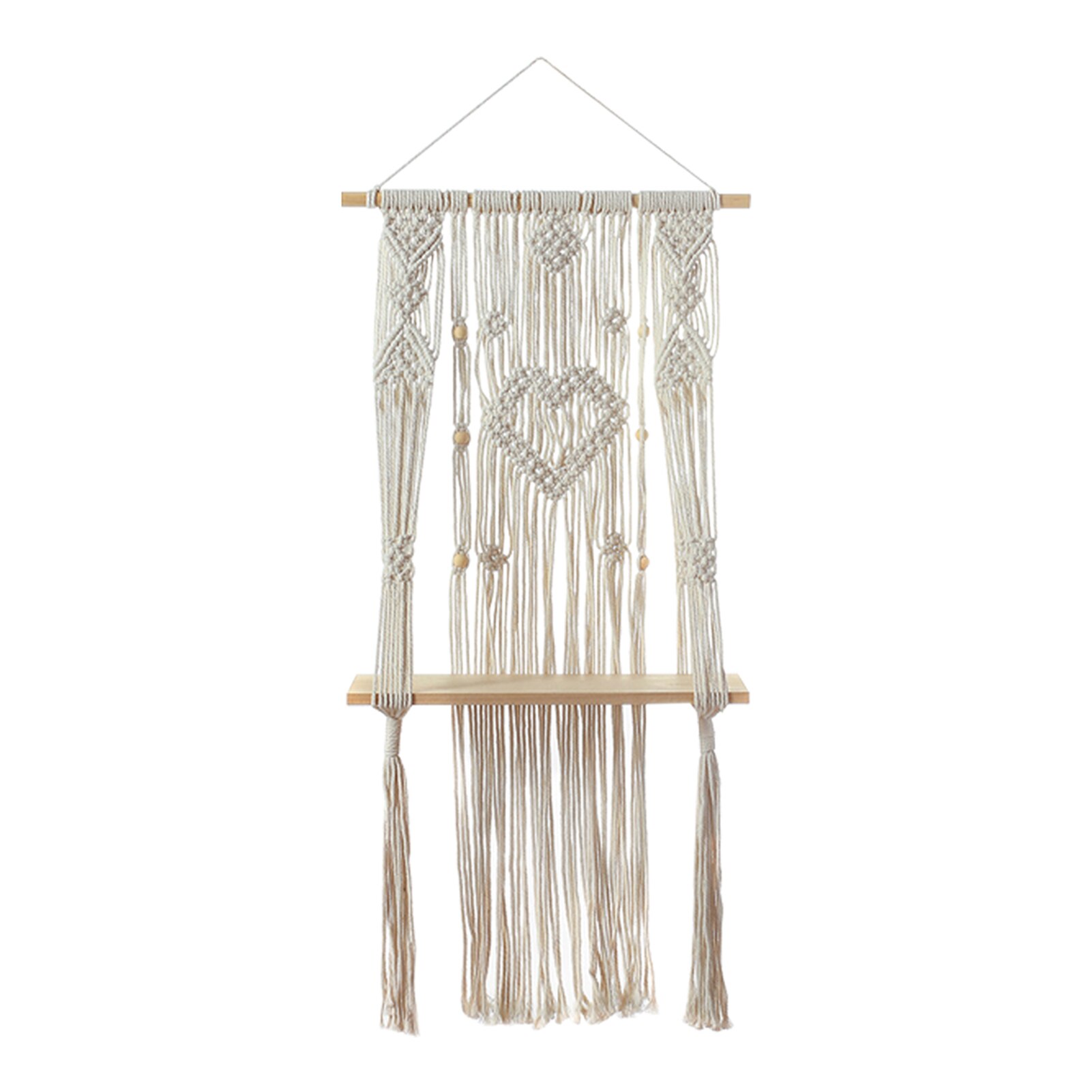 Slaapkamer eenvoudig te installeren houten zwevende handgemaakte ornament plantenrek woondecoratie geweven wandtapijt macramé wandplank scandinavisch