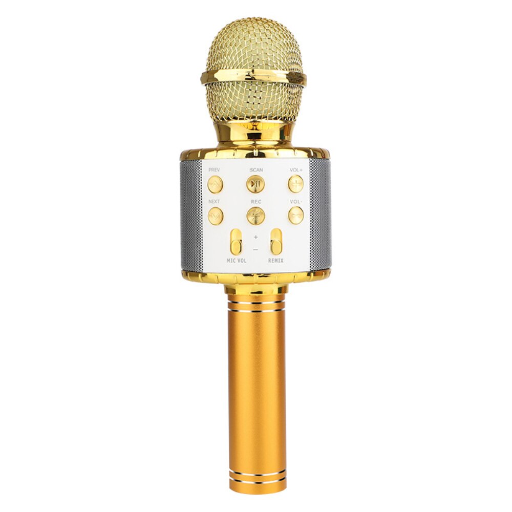 Wireless Karaoke Microphone Bluetooth Handheld Portable Speaker Home KTV Player with Dancing LED Lights Record Function for Kids: gold