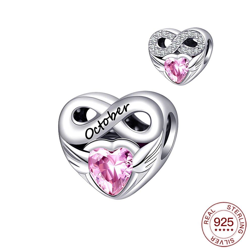 925 Zilveren Charm Vier Seizoenen Lucky Stone Charm Hart Glanzend Zirkoon Hanger Fit Originele 3Mm Armband Voor Vrouwen Sieraden: BMT180-10