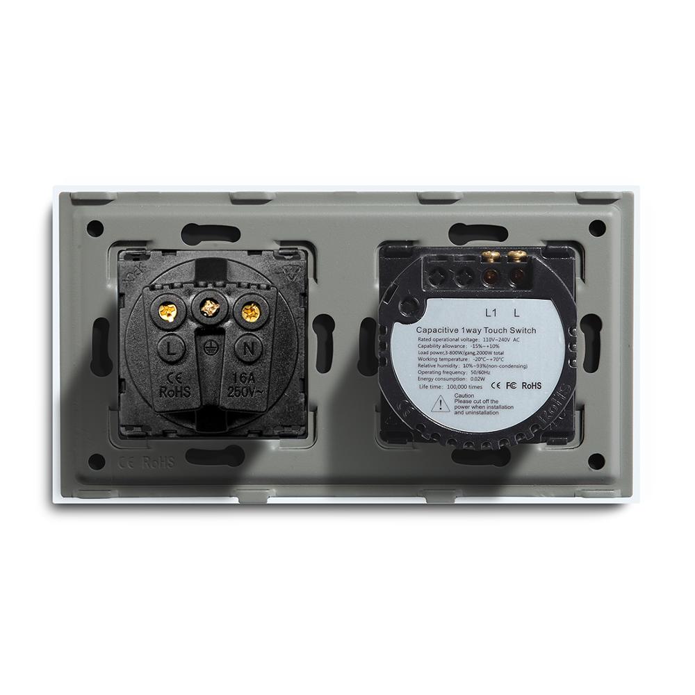Bseed 1Gang 1Way Touch Light Switch Bathroon Muur Eu Cover Socket Sensor Muur Schalter Outdoor Stopcontacten