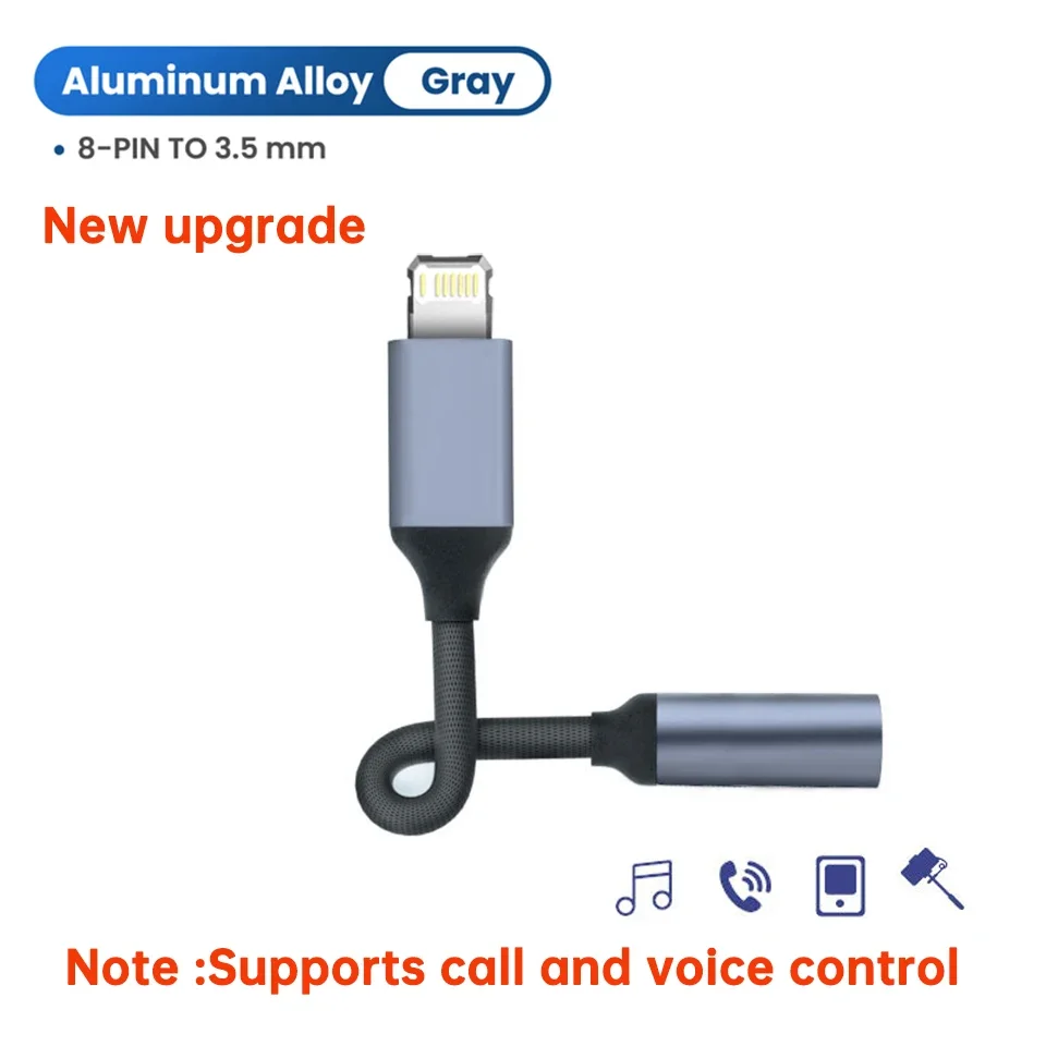 iPhone Hörlursuttag Adapter Kabel 3.5mm 8-pin till 3.5 MM Aux Ljudkabel för iPhone 15 Pro Max 14 Plus 13 12 SE 11 Xs 8 7: Marinblå