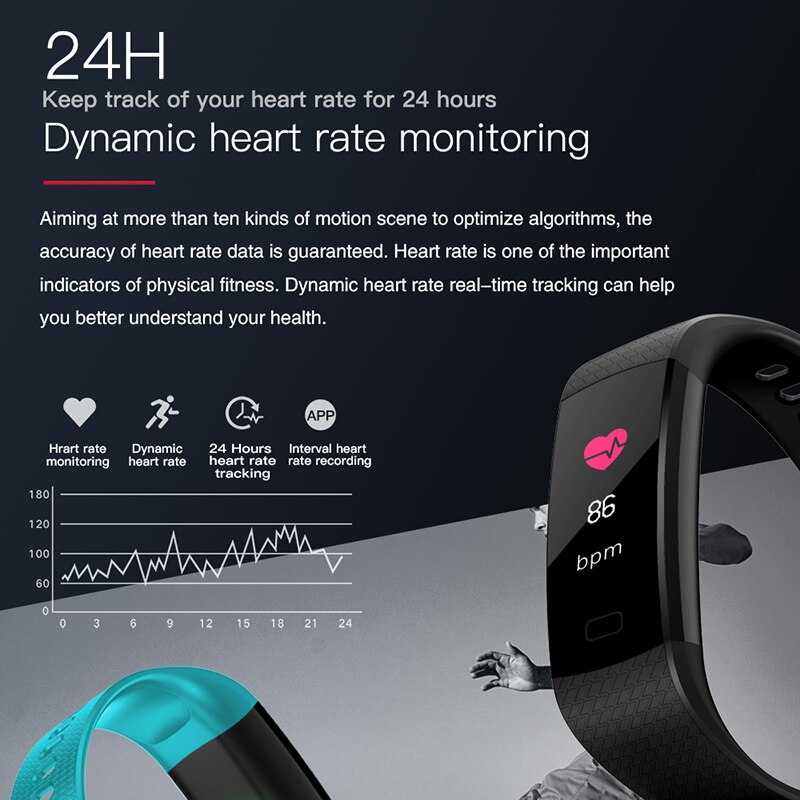 Pulseira inteligente à prova dwaterproof água freqüência cardíaca pressão arterial de oxigênio fitness modo esporte saúde monitoramento inteligente relógio