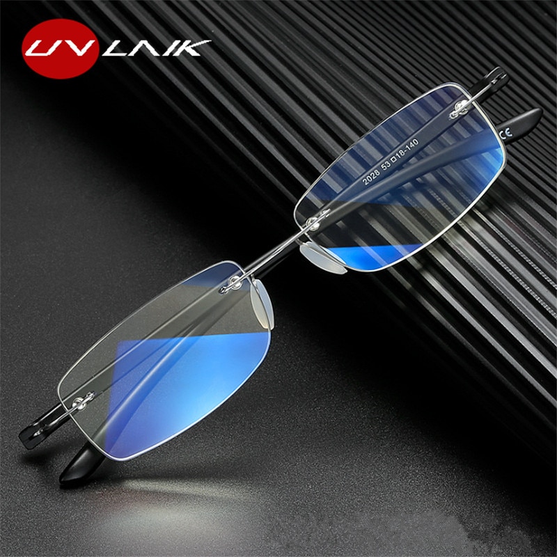 Uvlaik Mannen Vrouwen Anti Blauw Licht Rilmless Leesbril Legering Optische Frameloze Transparante Brillen 1.0 1.5 2.0 2.5 3.0