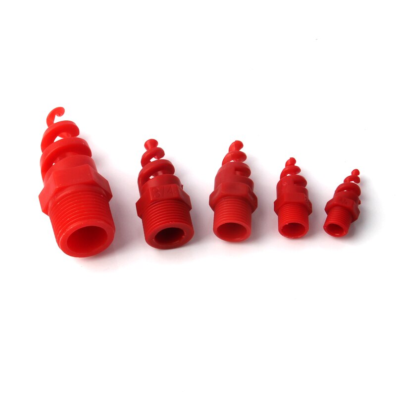 1-100pcs 3/8 Inch Male Thread Plastic Spiral Nozzle Red Atomizating Sprinkler for Garden Irrigation Spiral Cone Nozzle