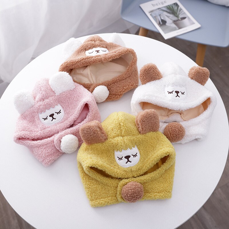 Winter cartoon baby muts set plus fluwelen baby capuchon muts jongens meisjes mutsen kinderen winddichte outdoor ski mutsen baby pluche muts