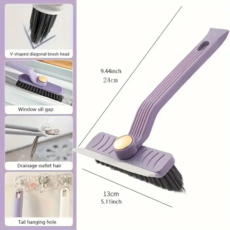 4 en 1 360 ° Depurador giratorio de cerdas duras, cepillo multiusos para limpieza de azulejos con raspador de Clip para suelos de baño y cocina