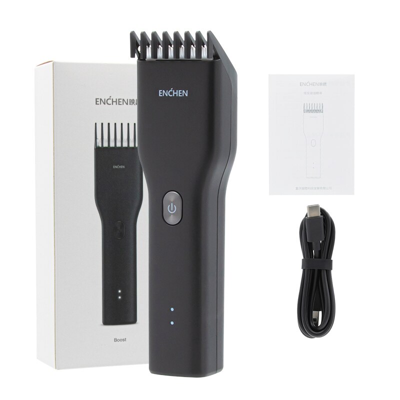 Enchen Elektrische Tondeuse Clipper Usb Haar Cutter Snelle Opladen Haar Mannen Trimmer Clipper Barbershop Thuisgebruik: Black