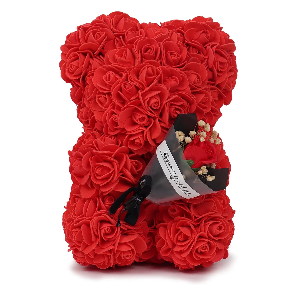 Ours en peluche Rose éternelle, fleur artificielle de 25m, 1 pièce, pour maman, fête des mères, anniversaire, saint-valentin, et décorations: Rouge