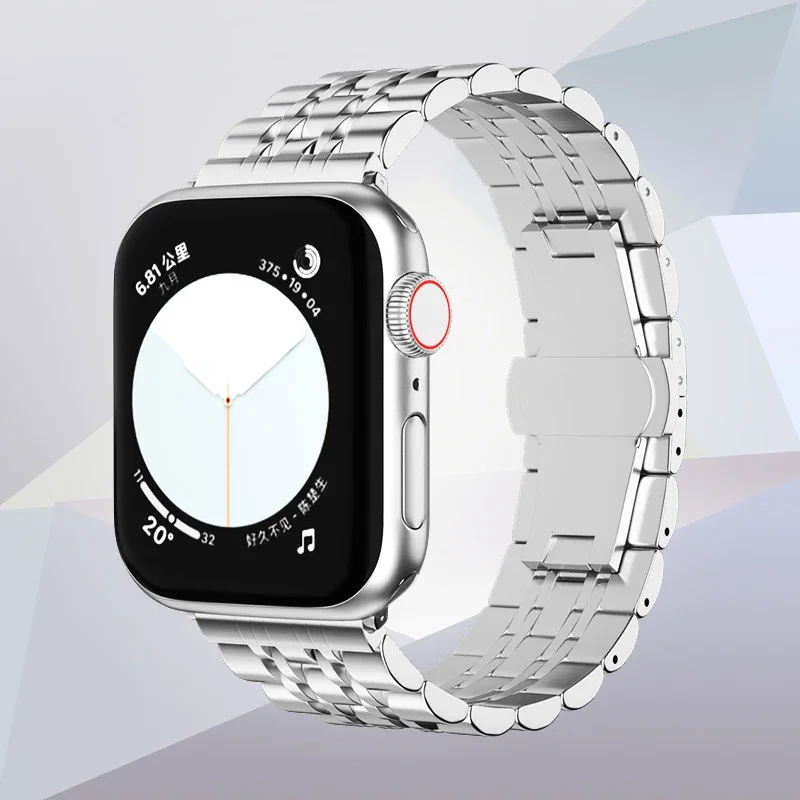 Metal Compatible Strap for Apple Watch Band 49mm 44mm 45mm 41mm 40mm Stainless Steel Bracelet iWatch Series 9 8 7 6 5 Ultra 2 SE