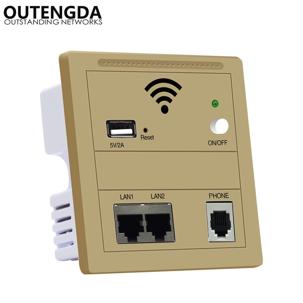 300Mbps Wireless in Wall AP WiFi Router RJ45 802.3af Power Over Ethernet Access Point with USB Charging Phone RJ11 On-off Switch
