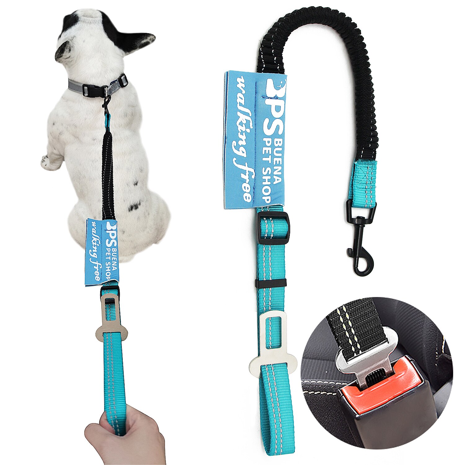 BPS Cinturón de Seguridad para Perro de Coche Árnes Correa Perro Ajustable con Hebilla de Fijación 70-100 cm: Azul