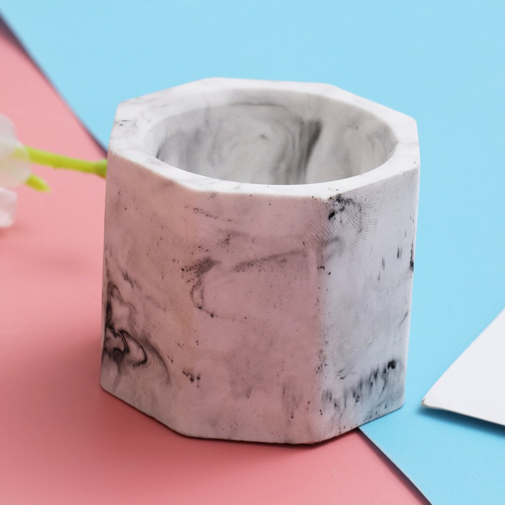 1pc Candle Cup Marbling Pattern Eight Angle Candle Cups Decorative for Home: Default Title