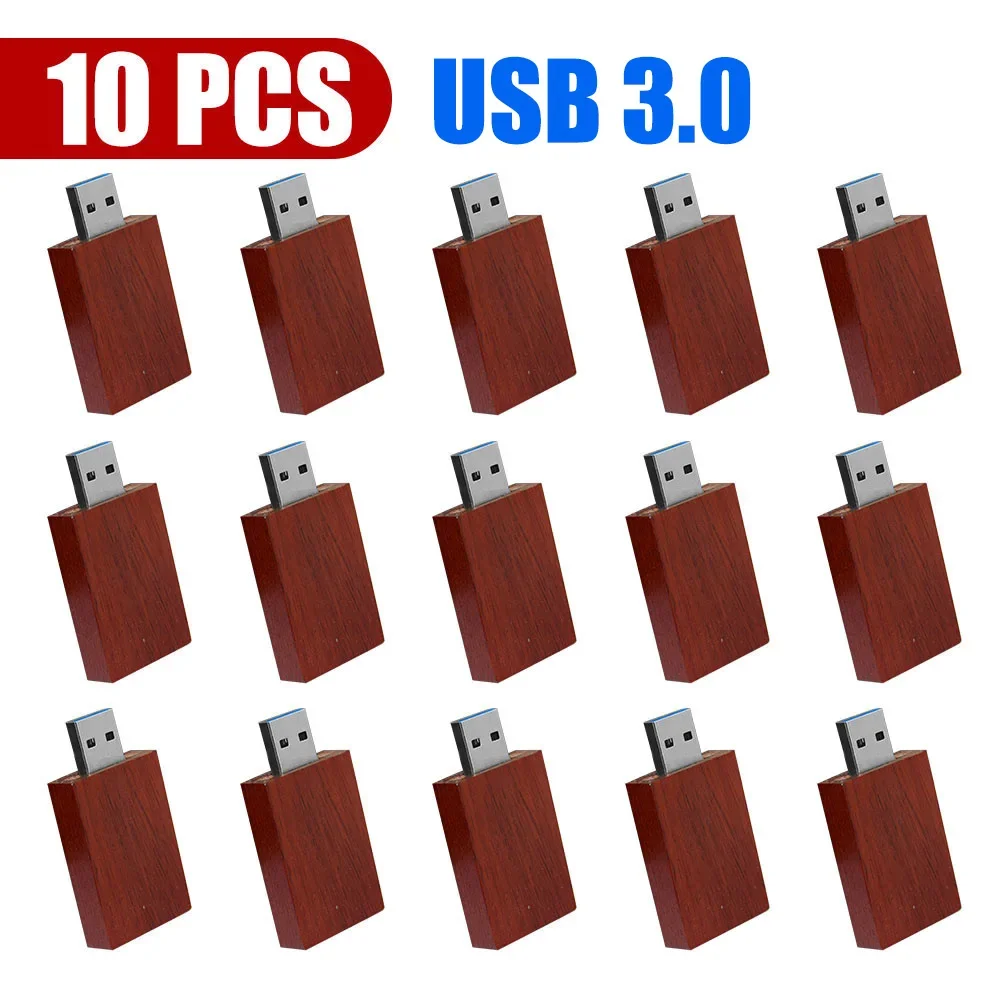 10 stk/parti usb-minnepinner i tre med 3.0 stk. gratis logo, 128gb 64gb . minnepenner, 16gb 32gb 8gb minnepinne til bedrifter, usb-pinne: Svart / 8gb