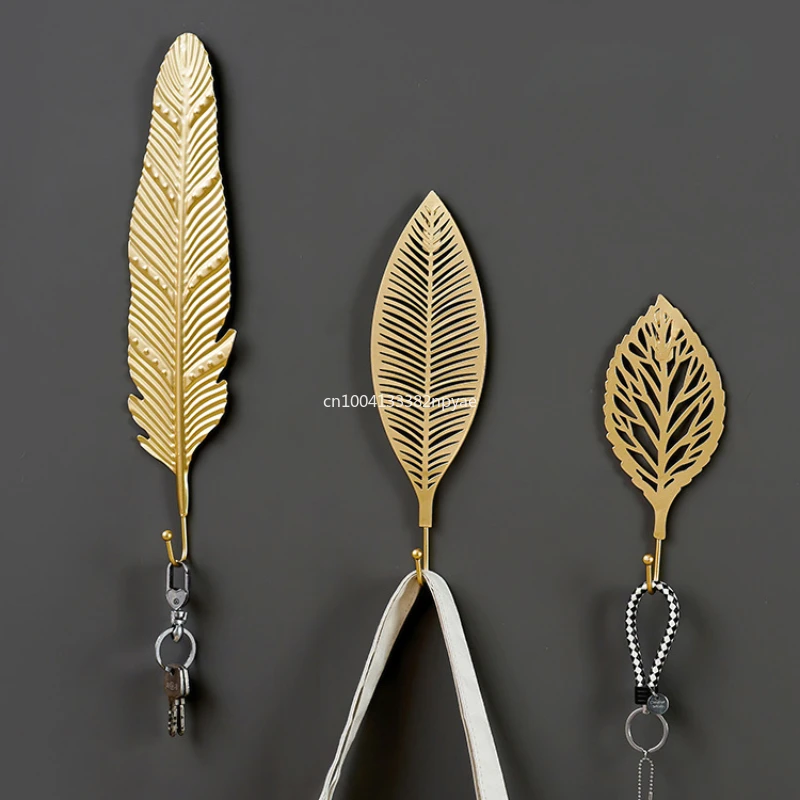 Ganchos de Metal con forma de hoja dorada, colgador de pared, estante de almacenamiento colgante para toallas, ropa, decoración del hogar y el baño, organizador, ganchos de pared, 1 ud.