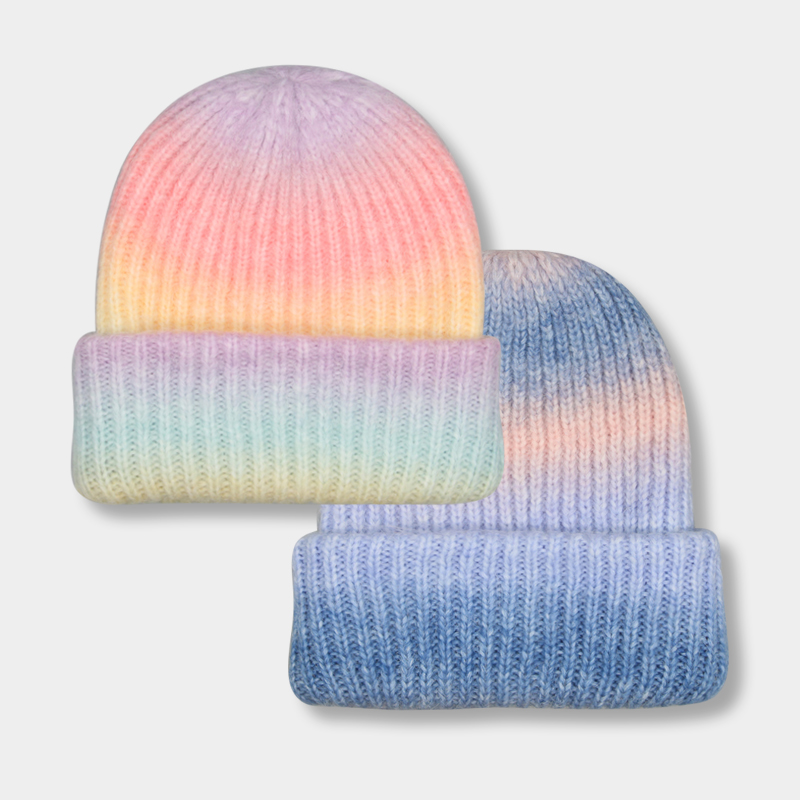 Beanie Hats for Women Winter Hat Tie Dye Gradient Color Keep Warm Outdoor Ladies Flexible Thick Winter Hat шапка мужская
