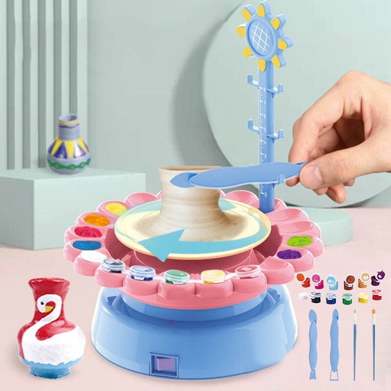 Mini máquina de alfarería de cerámica artesanal para niños y niñas, juguetes artesanales para niños, ruedas de alfarería, juguete infantil